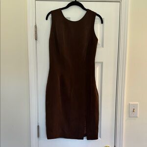 Vintage 100% Silk Brown Dress